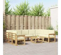 vidaXL Set di divani da esterno, 10 pezzi, bianco e crema, set di divani in acacia, sezionali per esterni moderni, mobili resistenti, lounge da giardino, sedili riconfigurabili