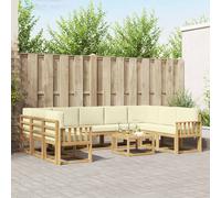 vidaXL Set di divani da esterno 10 pezzi, bianco e crema, set di divani in acacia, sezionali per esterni moderni, mobili resistenti, lounge da giardino, sedili riconfigurabili