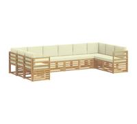 vidaXL Set di divani da esterno 10 pcs Bianco e Crema Poliestere, Set da Giardino, Divano Sezionale Moderno, Seduta Comoda per Patio, Mobili Resistenti per Esterni