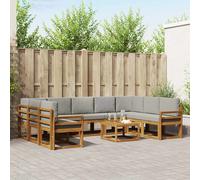 vidaXL Set di divani da esterno 10 pcs Grigio Naturale e Chiaro