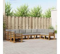 vidaXL Set di divani da esterno 10 pcs Grigio Naturale e Chiaro
