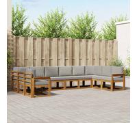 vidaXL Set di divani da esterno 10 pcs Grigio Naturale e Chiaro