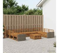 vidaXL Set di divani da esterno 10 pcs Naturale, Set per esterni, divano moderno da giardino, comodo e sezionale, lounge per terrazzo, patio
