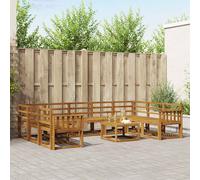 vidaXL Set di divani da esterno 10 pcs Naturale, Set di divani da giardino, moderno divano da esterno in acacia, sezionale riconfigurabile, mobili da patio durevoli per il lounge del giardino posteri