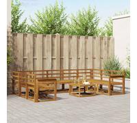 vidaXL Set di divani da esterno 10 pcs Naturale, Set di divani da giardino, moderno divano da esterno in acacia, sezionale riconfigurabile, mobili da patio durevoli per il lounge del giardino posteri