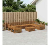 vidaXL Set di divani da esterno 10 pcs Naturale, Set per esterni, divano moderno da giardino, comodo e sezionale, lounge per terrazzo, patio