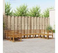 vidaXL Set di divani da esterno 10 pcs Naturale, Lettino da giardino, set di divani moderni, resistente per patio all'aperto, posti flessibili per il relax
