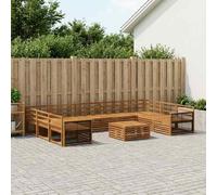 vidaXL Set di divani da esterno 10 pcs Naturale, Set per esterni, divano moderno da giardino, comodo e sezionale, lounge per terrazzo, patio