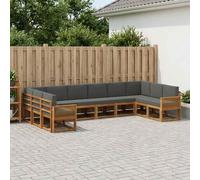 vidaXL Set di divani da esterno 10 pcs Naturale e Antracite, Lounge da Giardino, Set Divani Moderno, Arredo Sezionale Resistente, Per Relax in Patios e Giardini