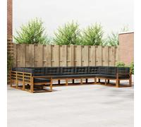vidaXL Set di divani da esterno 10 pcs Naturale e Antracite, Set da Giardino, Divano Moderno, Posti a Bordo Piscina, Elegante Sezionale Patio, Arredamento per Relax