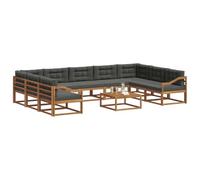 vidaXL Set di divani da esterno 10 pcs Naturale e Antracite, Divani da esterno, set di divani moderni e resistenti, patio lounge, divano da giardino, mobili da terrazza