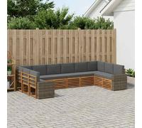 vidaXL Set di divani da esterno 10 pcs Naturale e Antracite Poliestere, Divano Sezionale per Giardino, Lounge Resistente, Set da Patio per Relax all'Aperto