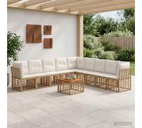 vidaXL Set di divani da esterno 10 pcs Naturale e Bianco Crema
