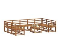 vidaXL Set di divani da esterno 10 pcs Naturale, Set di divani da giardino, moderno divano da esterno in acacia, sezionale riconfigurabile, mobili da patio durevoli per il lounge del giardino posteri