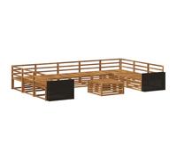vidaXL Set di divani da esterno 10 pcs Naturale, Set per esterni, divano moderno da giardino, comodo e sezionale, lounge per terrazzo, patio