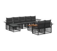 vidaXL Set di divani da esterno 10 pcs Nero e Grigio scuro Poliestere