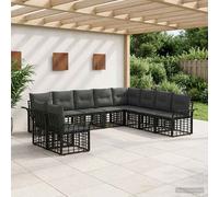 vidaXL Set di divani da esterno 10 pcs Nero e Grigio scuro Poliestere, Divano da giardino e terrazzo, set resistente agli agenti atmosferici per salotto modulare, sezione patio