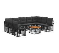 vidaXL Set di divani da esterno 10 pcs Nero e Grigio scuro Poliestere