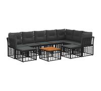 vidaXL Set di divani da esterno 10 pcs Nero e Grigio scuro Poliestere