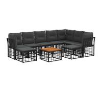 vidaXL Set di divani da esterno 10 pcs Nero e Grigio scuro Poliestere, Divano da giardino moderno, resistente agli agenti atmosferici, con possibilità di regolazione e relax