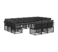 vidaXL Set di divani da esterno 10 pcs Nero e Grigio scuro Poliestere, Divano modulare, mobili bar esterni, divano in rattan, zona relax in giardino, arredo resistente agli agenti atmosferici