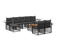 vidaXL Set di divani da esterno 10 pcs Nero e Grigio scuro Poliestere, Set di divani da esterno, resistente agli agenti atmosferici, design modulare, lounge da giardino