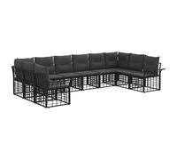 vidaXL Set di divani da esterno 10 pcs Nero e Grigio scuro Poliestere, Sofa da giardino e terrazzo, resistente alle intemperie, pratico per lounge all'aperto e spazio versatile