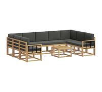 vidaXL Set di divani da esterno 10 pezzi, bianco e antracite, set di divani in acacia, sezionali per esterni moderni, mobili resistenti, lounge da giardino, sedili riconfigurabili