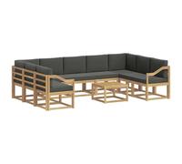 vidaXL Set di divani da esterno 10 pezzi, bianco e antracite, set di divani in acacia, sezionali per esterni moderni, mobili resistenti, lounge da giardino, sedili riconfigurabili