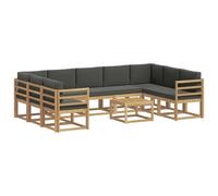 vidaXL Set di divani da esterno 10 pezzi, bianco e antracite, set di divani in acacia, sezionali per esterni moderni, mobili resistenti, lounge da giardino, sedili riconfigurabili