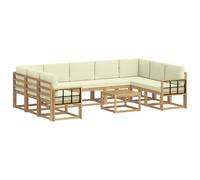 vidaXL Set di divani da esterno, 10 pezzi, bianco e crema, set di divani in Acacia, salotto da esterno moderno, mobili durevoli per il giardino, sedute modulabili