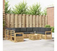 vidaXL Set divano da esterno 8 pezzi bianco e antracite 59 x 59 x 37 cm poliestere, mobili da giardino, divano esterno moderno, set sezionale per salotto e terrazza, design durevole e confortevole