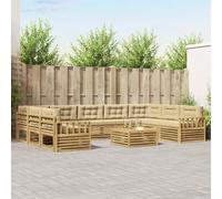 vidaXL Set di divani da esterno 10 pz Bianco e Beige