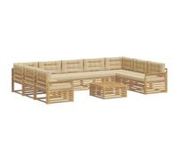 vidaXL Set di divani da esterno 10 pz Bianco e Beige