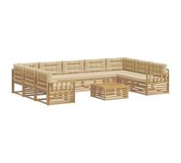 vidaXL Set di divani da esterno 10 pz Bianco e Beige