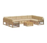 vidaXL Set di divani da esterno 10 pz Bianco e Beige