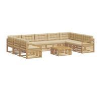 vidaXL Set di divani da esterno 10 pz Bianco e Beige Poliestere