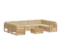vidaXL Set di divani da esterno 10 pz Bianco e Beige Poliestere