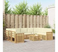 vidaXL Set di divani da esterno 10 pcs Bianco e Crema 59 x 59 x 37 cm, Mobili da giardino, divano outdoor moderno, set angolare per il patio e terrazza, resistente e confortevole