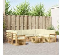vidaXL Set divano da esterno 8 pezzi bianco e crema 59 x 59 x 37 cm poliestere, mobili da giardino, divano esterno moderno, set sezionale per salotto e terrazza, design durevole e confortevole