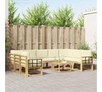 vidaXL Set di divani da esterno, 10 pezzi, bianco e crema, set di divani in Acacia, salotto da esterno moderno, mobili durevoli per il giardino, sedute modulabili