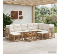 vidaXL Set di divani da esterno 10 pz Naturale e Bianco Crema