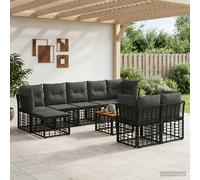 vidaXL Set di divani da esterno 10 pz Nero e Grigio scuro Poliestere