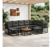vidaXL Set di divani da esterno 10 pz Nero e Grigio scuro Poliestere