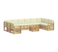 vidaXL Set di divani da esterno 11 pcs Bianco e Crema 59 x 59 x 37 cm, Divano da Giardino, Arredo Esterno Moderno, Mobili Resistente, Set Relax per Patio e Terrazza