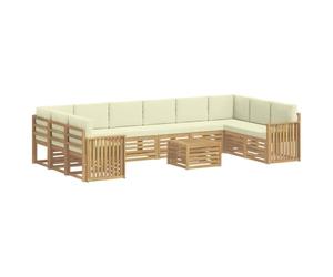 vidaXL Set di divani da esterno 11 pcs Bianco e Crema 59 x 59 x 37 cm, Divano da Giardino, Arredo Esterno Moderno, Mobili Resistente, Set Relax per Patio e Terrazza