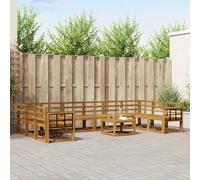 vidaXL Set di divani da esterno 11 pcs Naturale, Divano in Legno di Acacia, Seduta Moderna per Esterni, Set Sezionale da Giardino, Disposizione Versatile per il Patio, Set Lounge Minimalista per il G