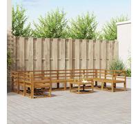 vidaXL Set di divani da esterno 11 pcs Naturale, Divano in Legno di Acacia, Seduta Moderna per Esterni, Set Sezionale da Giardino, Disposizione Versatile per il Patio, Set Lounge Minimalista per il G