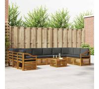 vidaXL Set divano sezionale con cuscino 11 pcs Naturale e Antracite, Divano da giardino, set sezionale moderno, comodo per esterni, arredo patio resistente, relax in terrazza