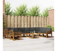 vidaXL Set di divani da esterno 11 pcs Naturale e Antracite, Divano in Legno di Acacia, Seduta Moderna per Esterni, Set Sezionale da Giardino, Disposizione Versatile per il Patio, Set Lounge Minimali